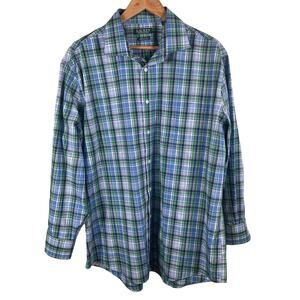 Lauren Ralph Lauren Men’s XL Blue/Green‎ Regular Fit Stretch Plaid Dress Shirt